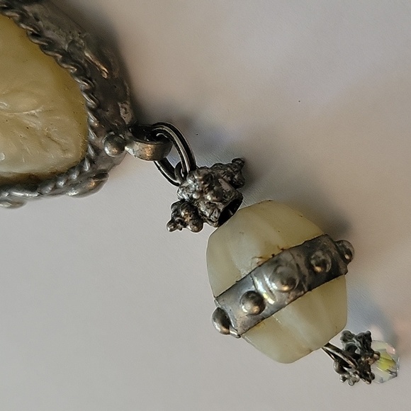 Maya Evangalista Primitive Chunk Stone Dangle Drop Necklace Mid Century Modern - Picture 6 of 12